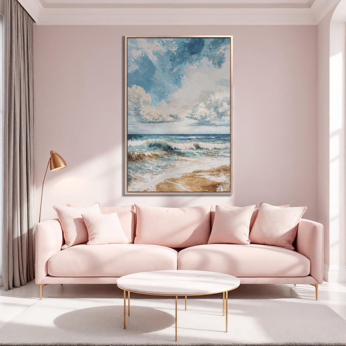 Tranquil Beach Scene Framed Print Ocean Shore Art Coastal Nautical Decor Ready To Hang Large Wall Art Gift Idea For Her - Image 5