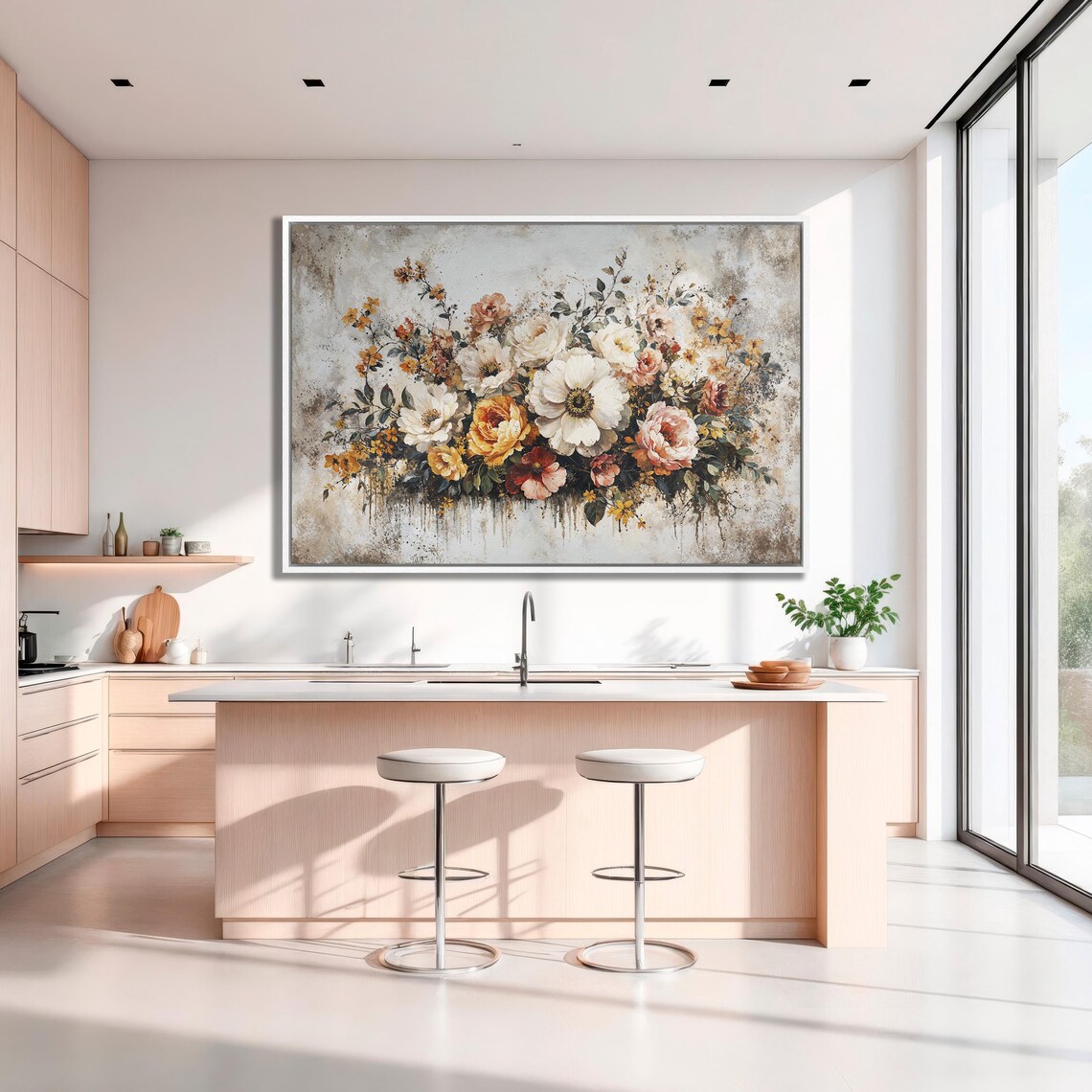 Vintage White And Rose Floral Bouquet Still Life Wall Poster - Image 3