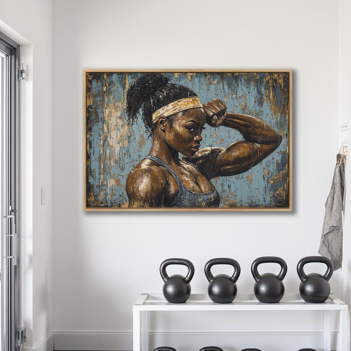 Muscular Female Athlete Framed Wall Art Fitness Woman Painting Print Motivational Decor Gym Poster Sports Artwork Ready To Hang - Image 2