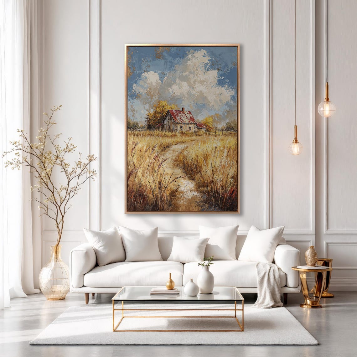 Weathered Barn With Red Roof in Golden Wheat Field Art Poster - Image 6