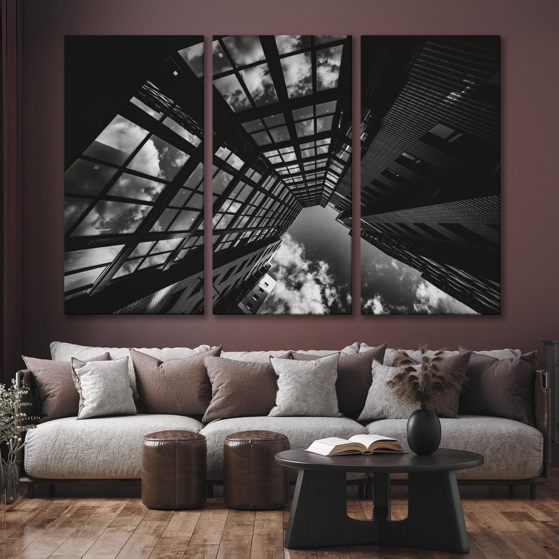 Black White Skyscrapers from Below Urban Architecture Photo Poster - Image 6