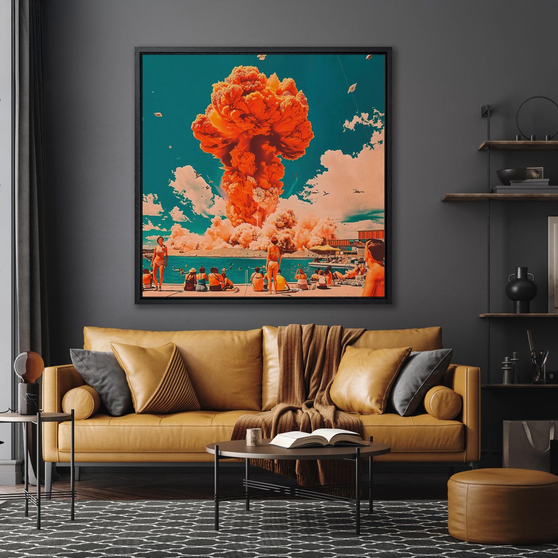 Retro Beach Atomic Mushroom Cloud Surreal Vintage Pop Art Poster - Image 6
