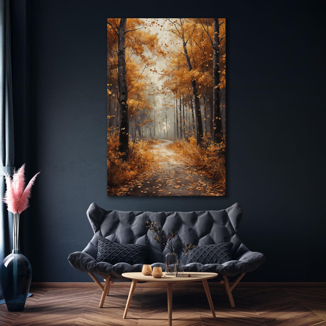 Autumn Forest Pathway Covered In Vibrant Orange Fall Leaves Poster - Image 6