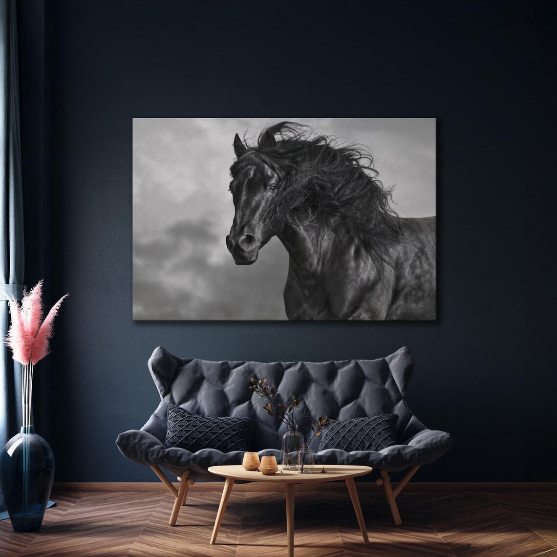 Graceful Black and White Horse Photography Art Print - Image 3