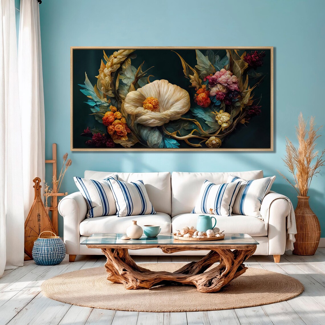 Moody Baroque Floral Dark Academia Vintage Flower Large Wall Art - Image 2