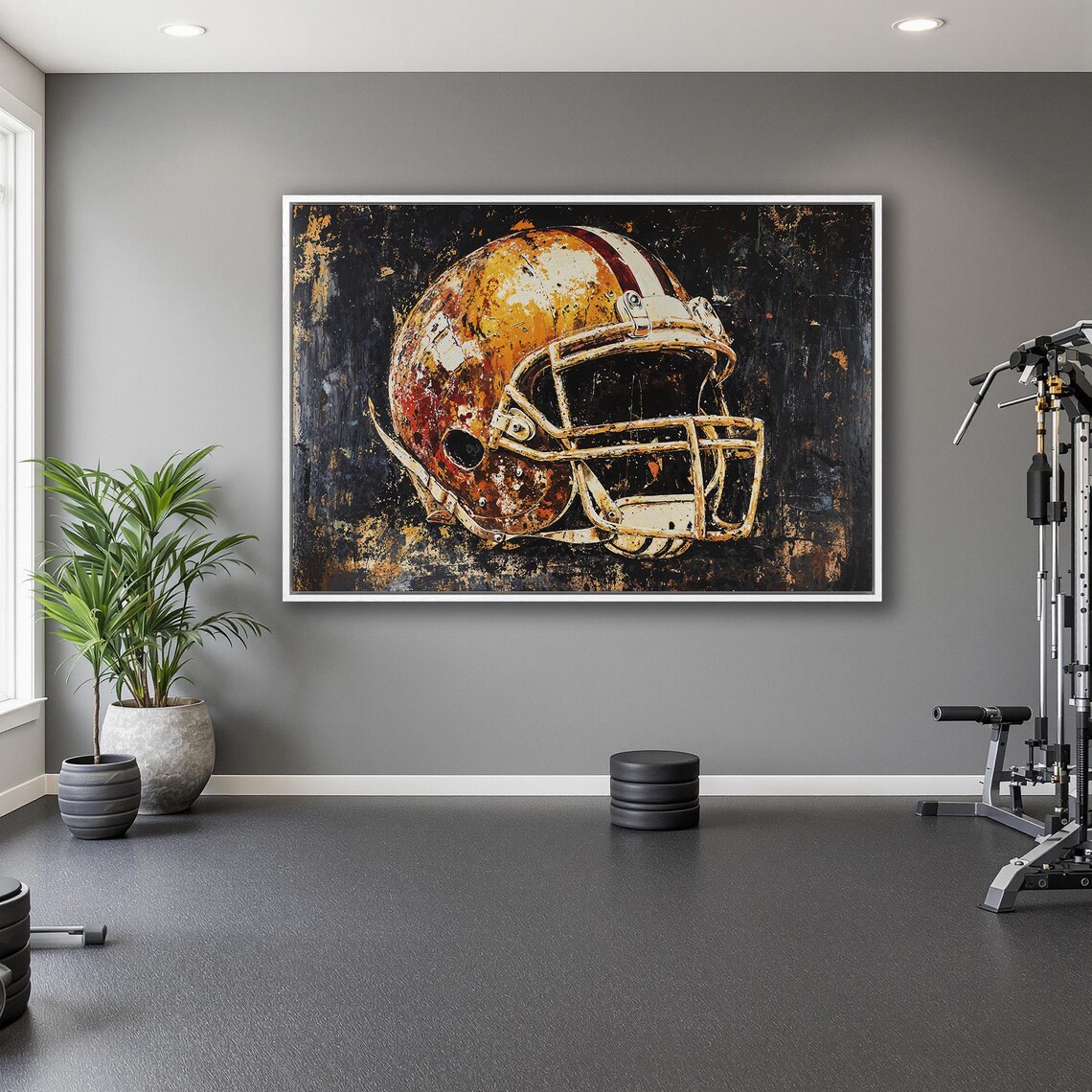 Abstract Sports Framed Wall Art Football Helmet Painting Print Vibrant Motivational Decor Boys Room Art Poster Ready To Hang Gift - Image 5