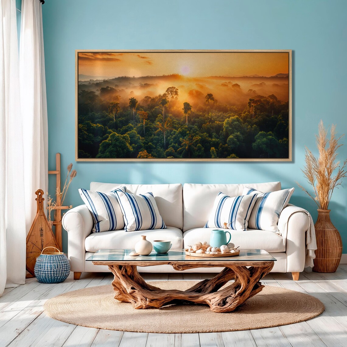 Tropical Rainforest Sunrise Misty Green Canopy Panoramic Photo Print - Image 3