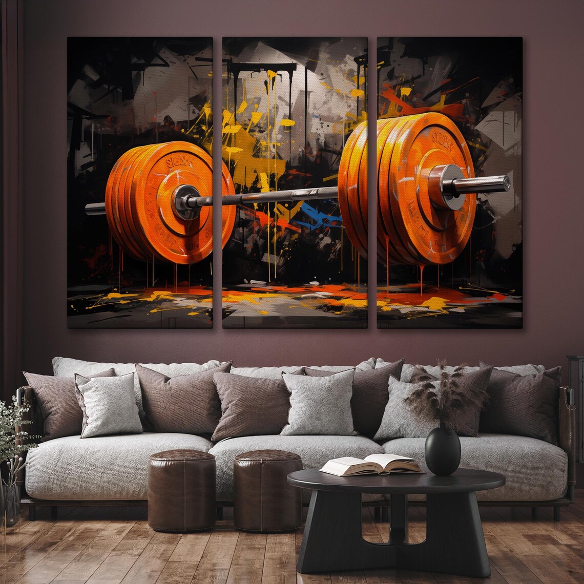 Orange Barbell Graffiti Splash Gym Fitness Motivational Poster - Image 6