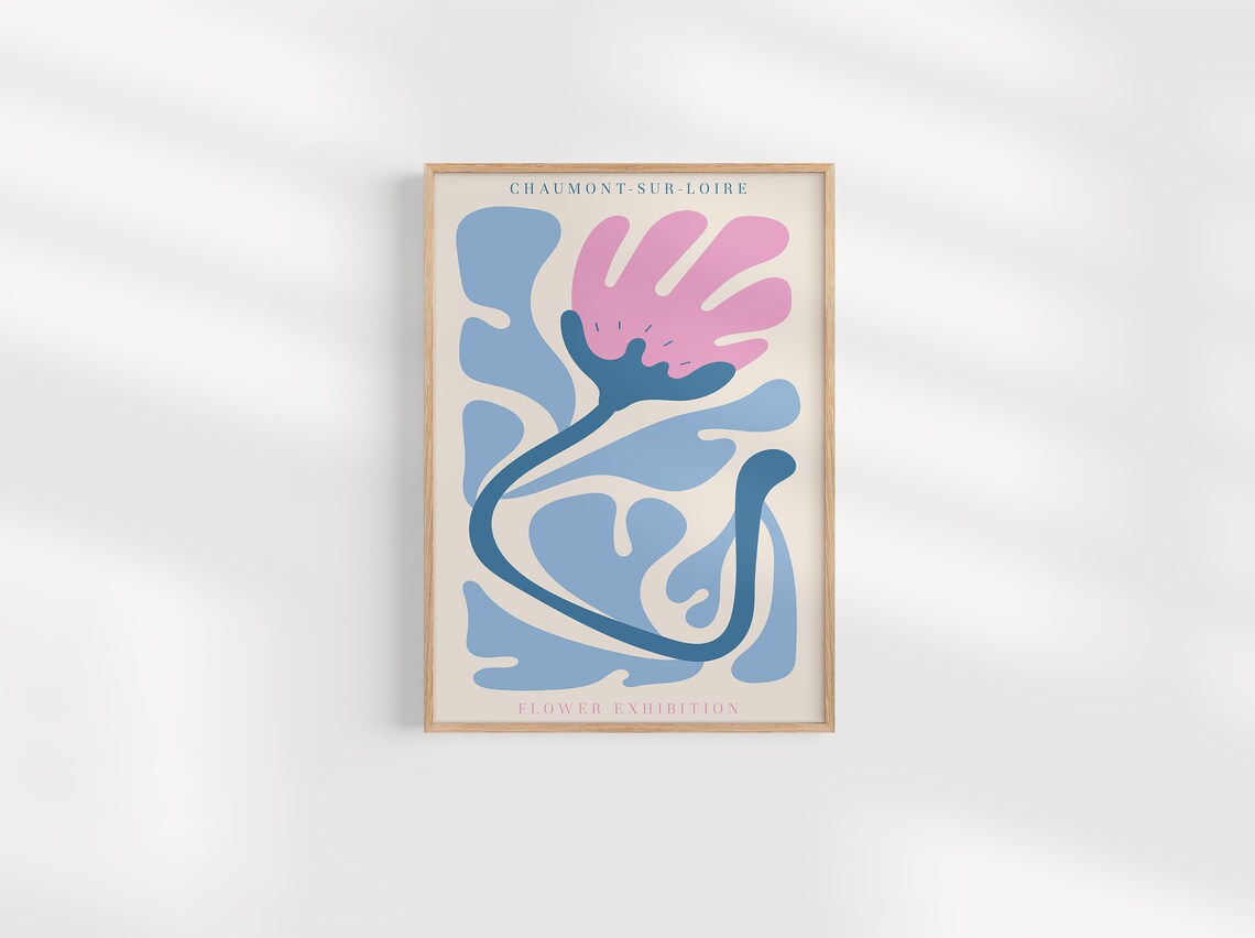 Chaumont Sur Loire Flower Exhibition Abstract Blue Pink Bloom Poster
