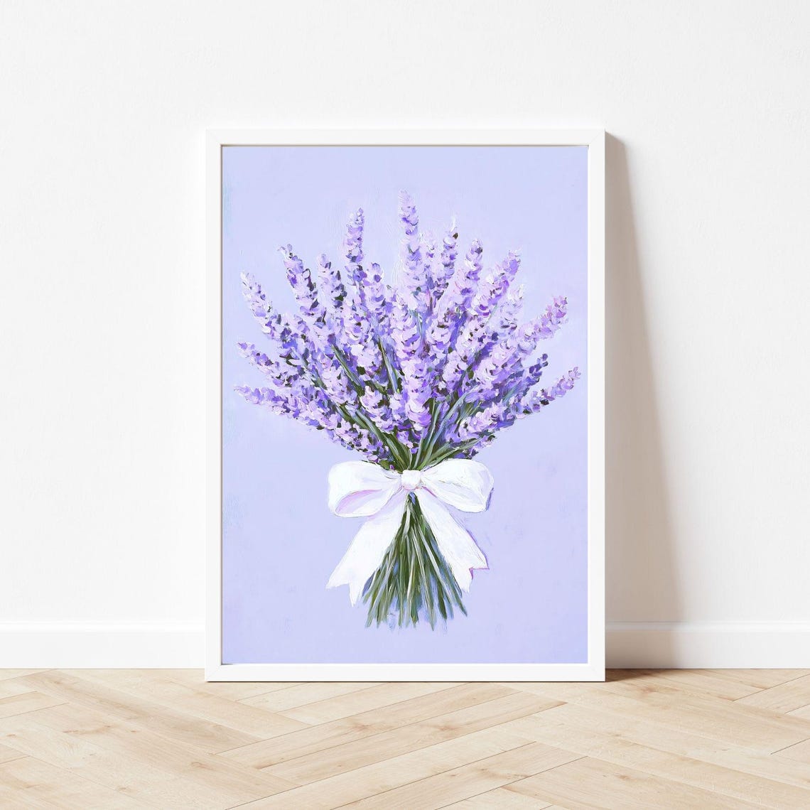 Lavender Flower Bouquet with White Bow Purple Spring Floral Poster - Image 3