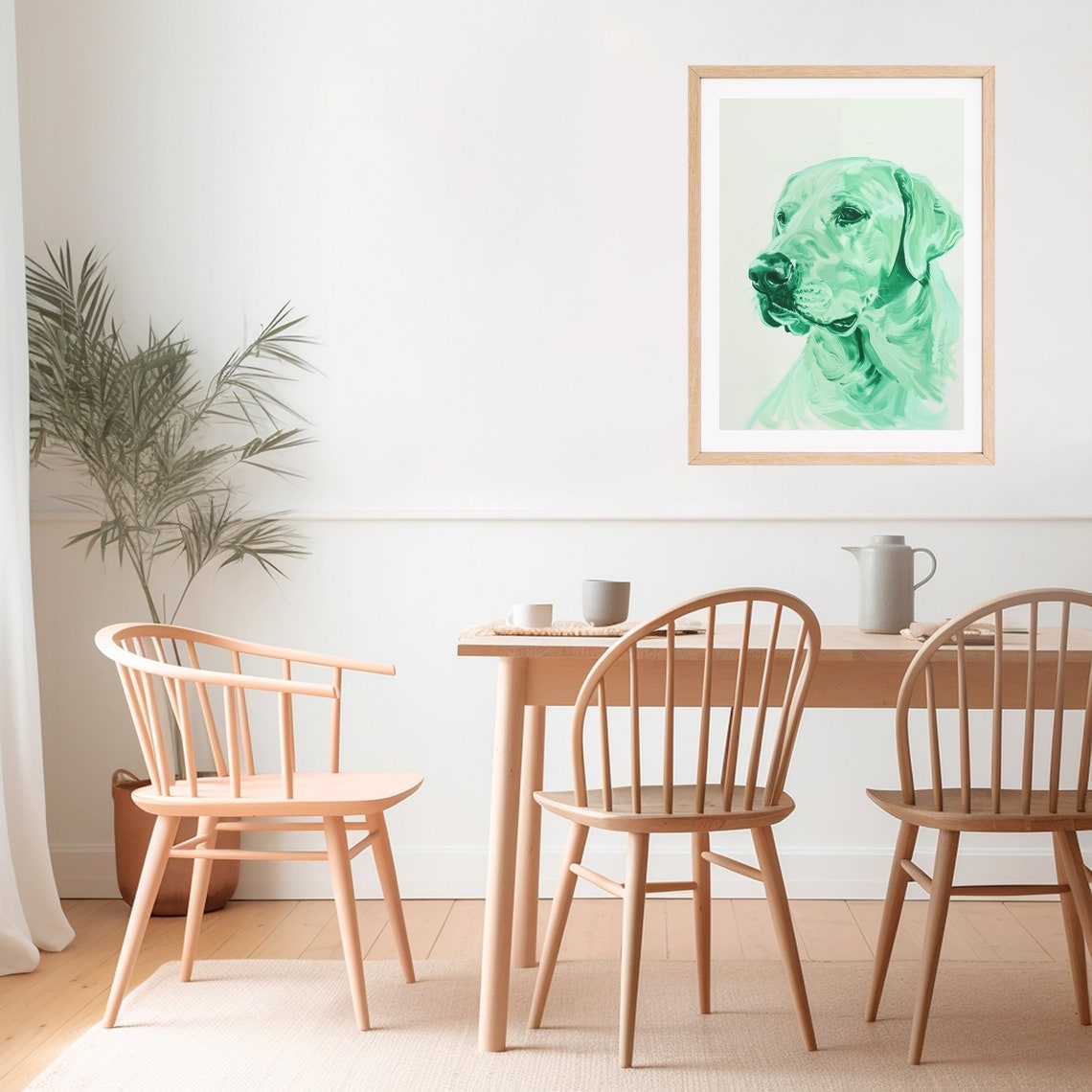 Green Monochrome Labrador Portrait Painting Modern Pet Dog Poster - Image 2
