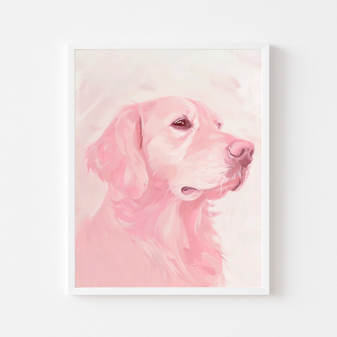 Golden Retriever Puppy Portrait, Pastel Wall Art Print