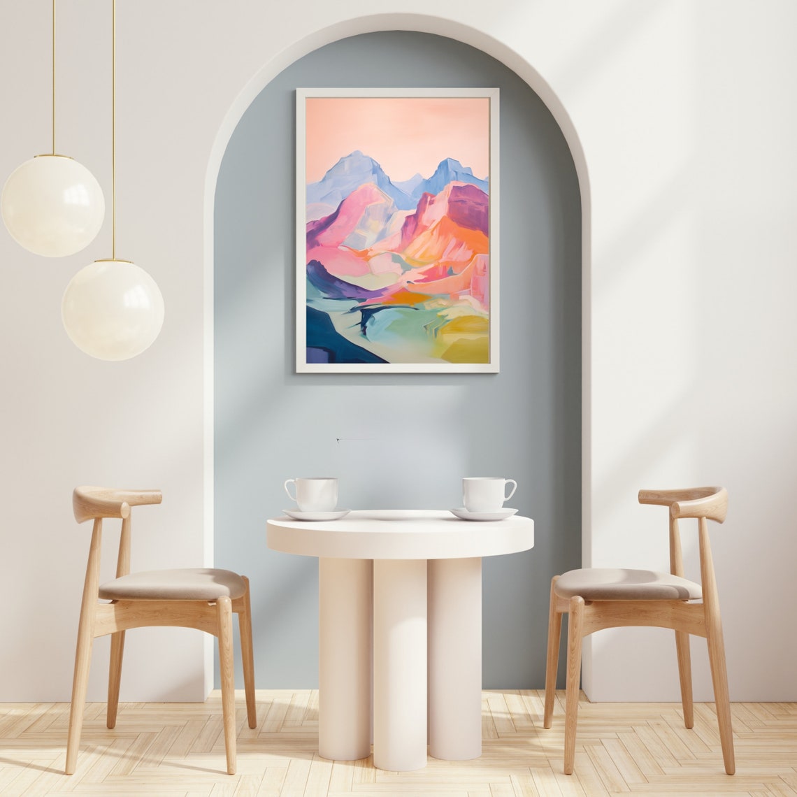 Abstract Rainbow Mountain Landscape Pastel Painting Modern Poster - Image 2