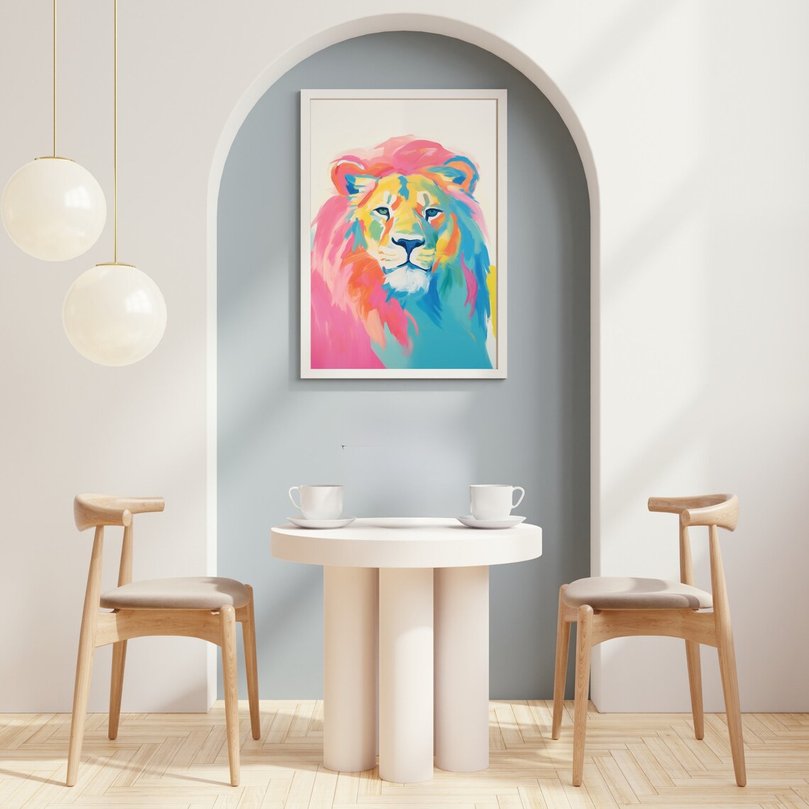 Maximalist Lion Portrait, Vintage Nursery Art Print - Image 2
