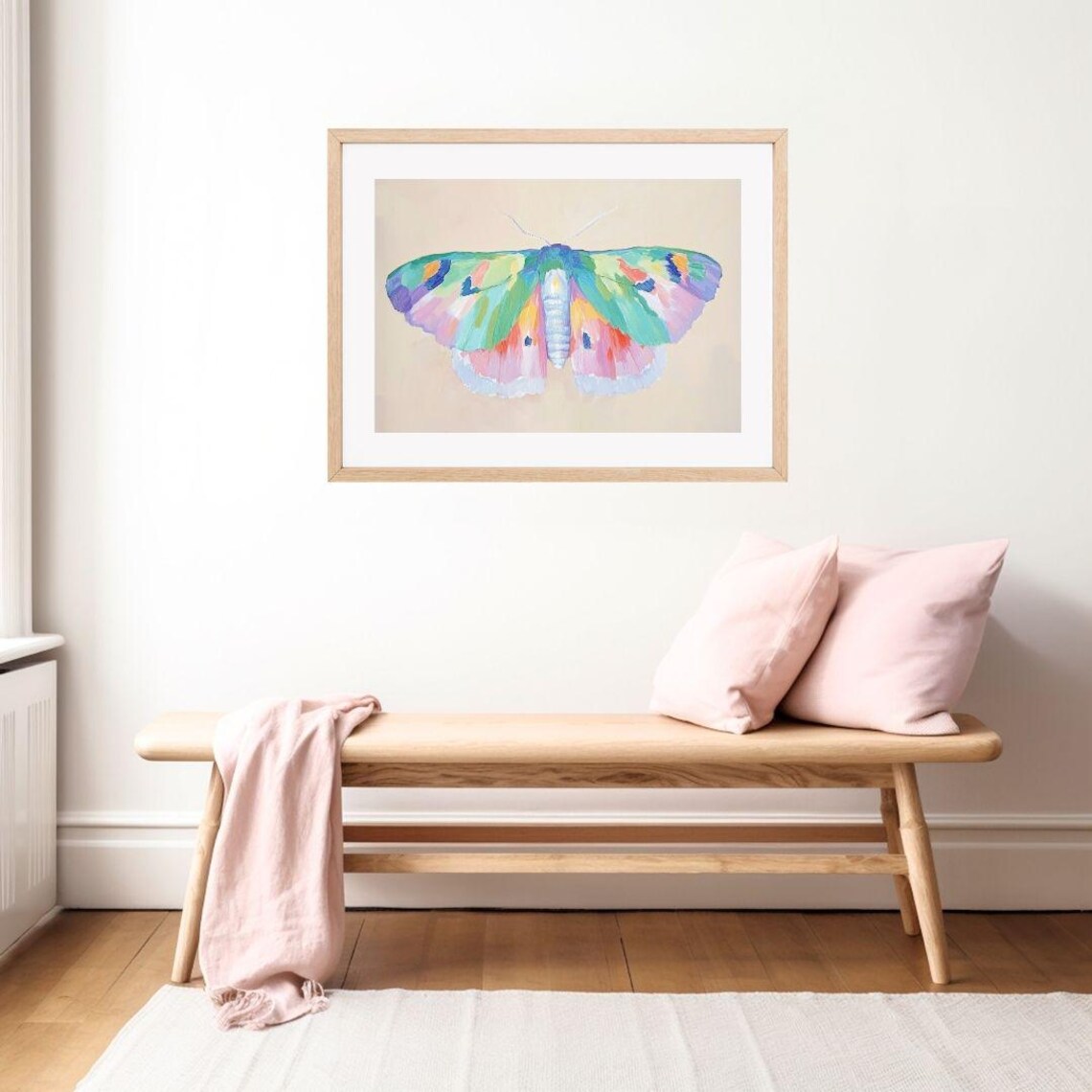 Rainbow Moth Painting, Kids Room Animal Art Print - Image 2