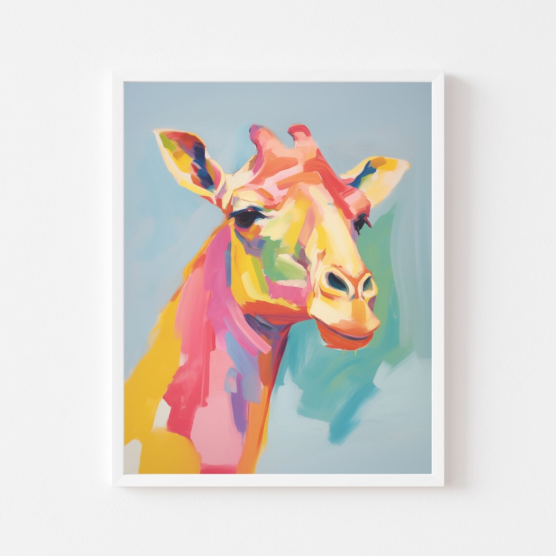 Giraffe Animal Print, Maximalist Vintage Kids Room Art Print