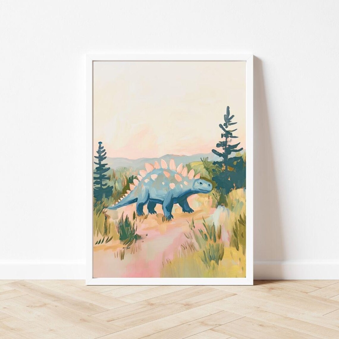 Pastel Stegosaurus Dinosaur Art Print for Boys Room - Image 3