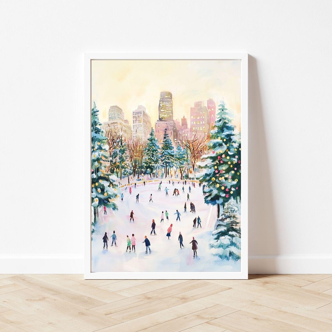 Christmas in the City, NYC Ice Skating Art Print - Image 3