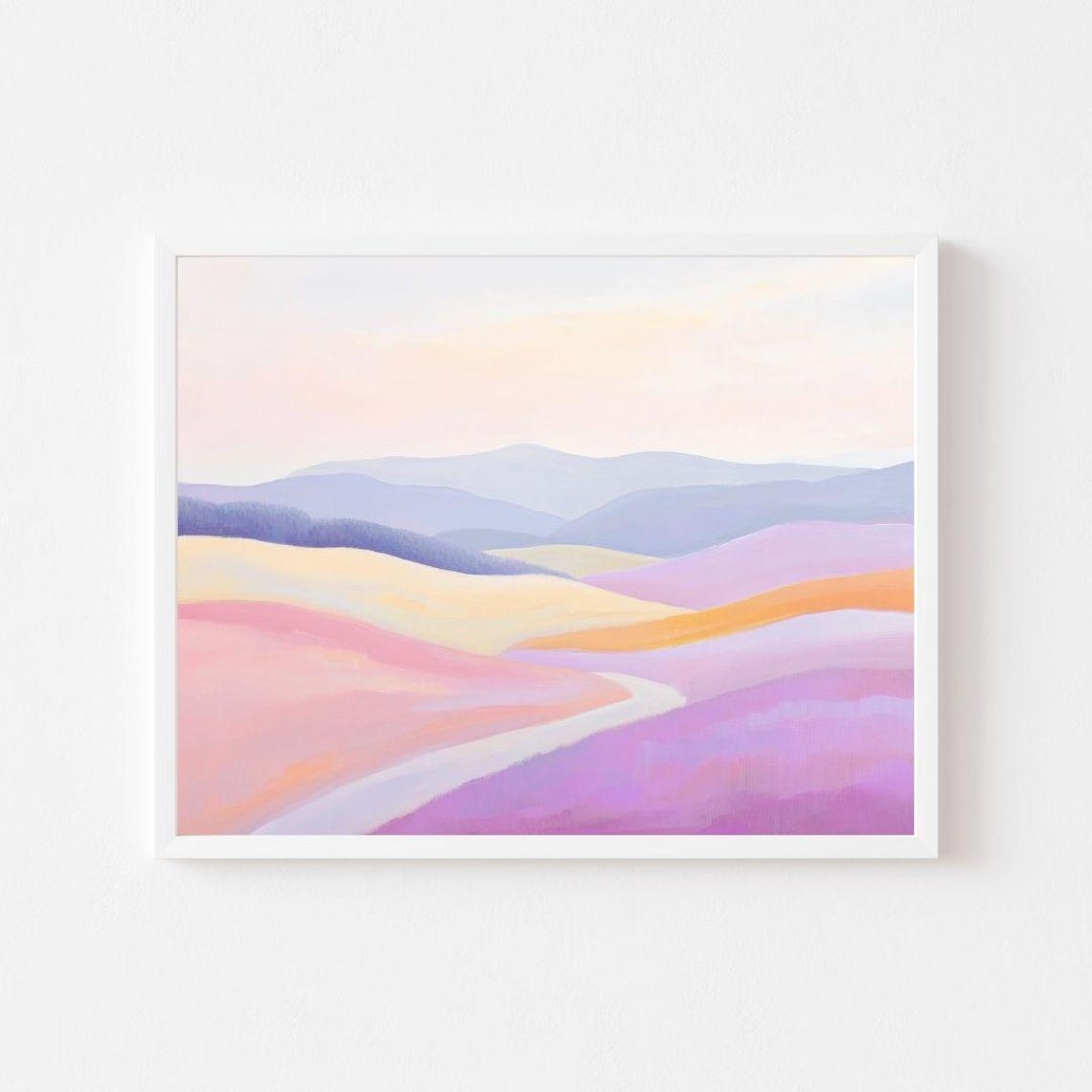 Pink And Purple Rolling Hills With A Winding Country Path Poster
