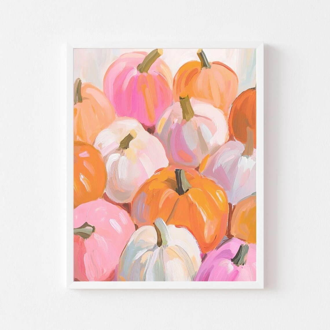 Pink and Orange Pumpkins Autumn Fall Poster Print