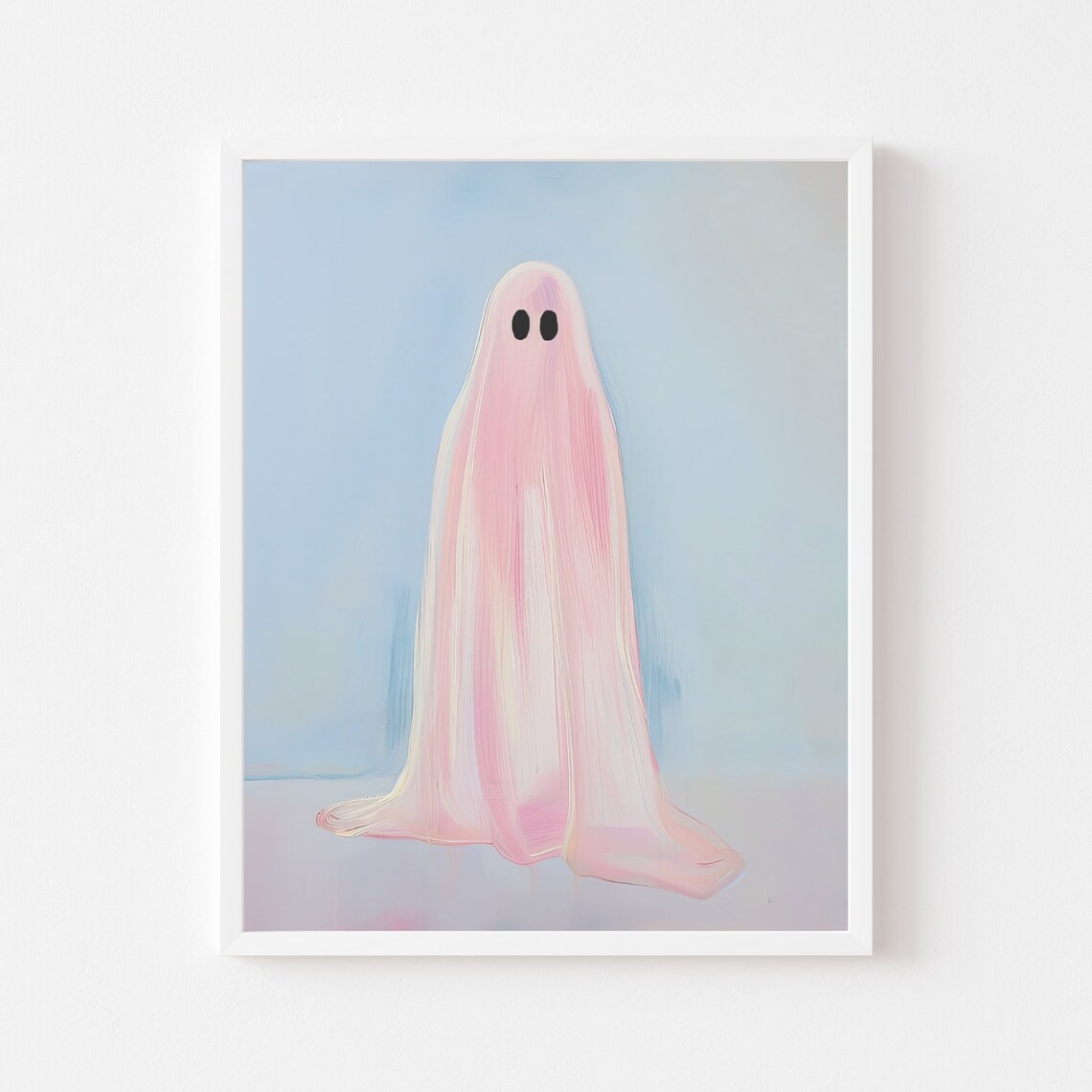 Pastel Pink Ghost, Girly Halloween Wall Art Print
