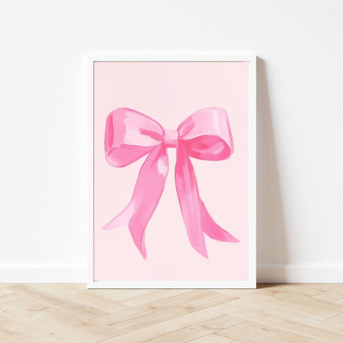 Blush Pink Satin Ribbon Bow in Coquette Style Pastel Wall Poster - Image 3