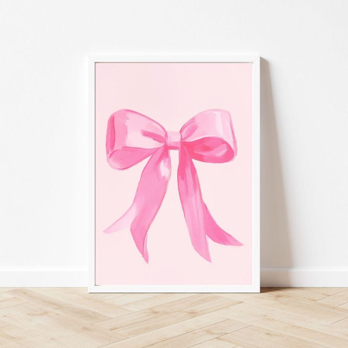 Pastel Pink Bow Painting Girls Nursery Wall Art Print Trendy Coquette Ribbon Vintage Girly Fashion Poster - Image 3