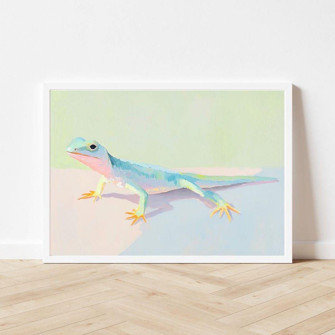 Pastel Blue Lizard Cute Gecko Reptile Watercolor Playroom Poster - Image 3