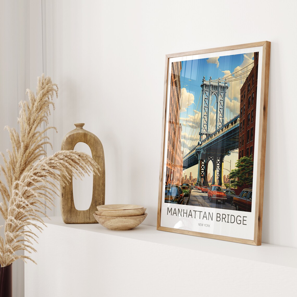 New York Vintage Travel Poster, Manhattan Bridge - Image 2