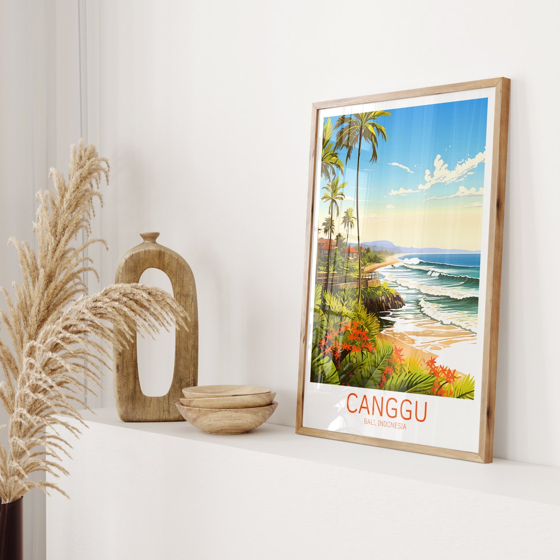 Bali Travel Poster Canggu Poster Bali Vintage Poster Travel Poster Bali Retro Poster Bali Travel Gift Wall Art Print Bali Poster - Image 2