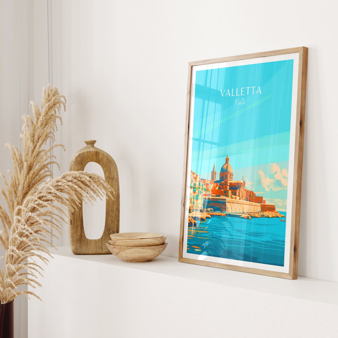 Valletta Malta Harbor Waterfront Baroque Dome Seaside City Poster - Image 2