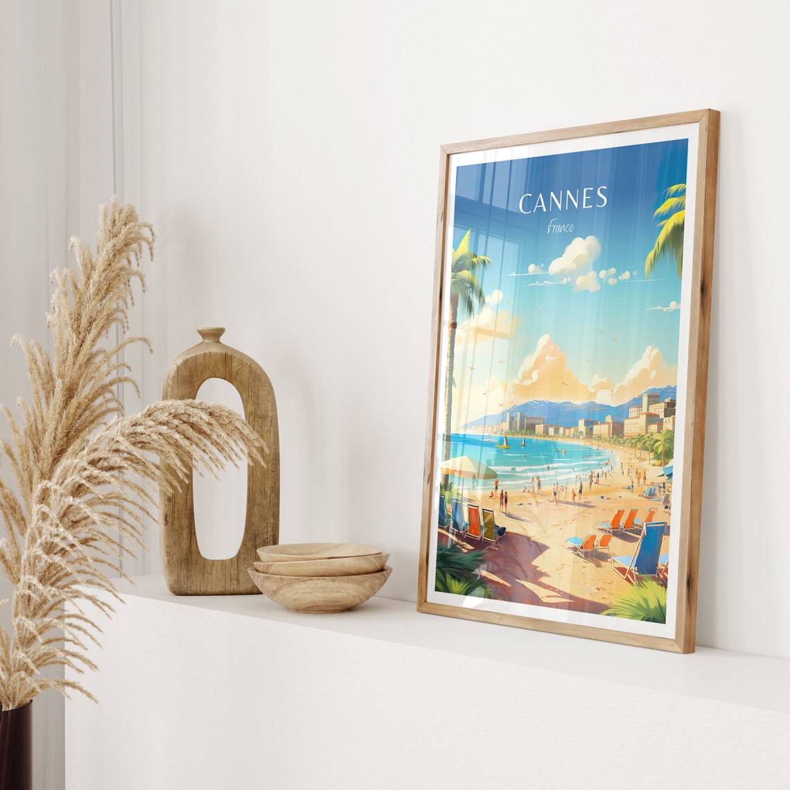 Cannes Travel Poster France Poster Cannes Vintage Poster Travel Poster Cannes Retro Poster Cannes Travel Gift Wall Art Print - Image 2