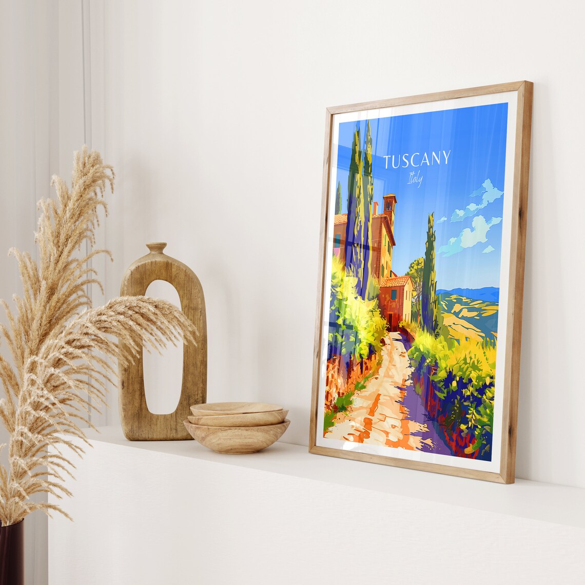 Tuscany Italy Cypress Lined Villa Lane Countryside Travel Art Poster - Image 2