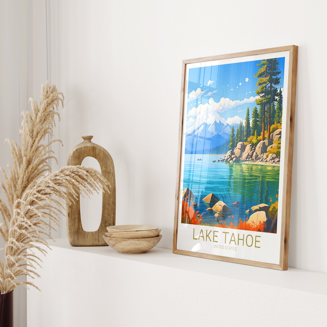 Lake Tahoe Vintage Travel Poster, Retro Landscape Print - Image 2
