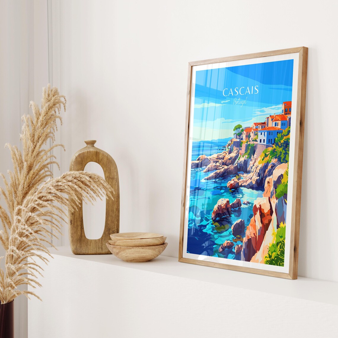 Cascais Portugal Cliffside Town Ocean Waves Vintage Travel Poster - Image 2