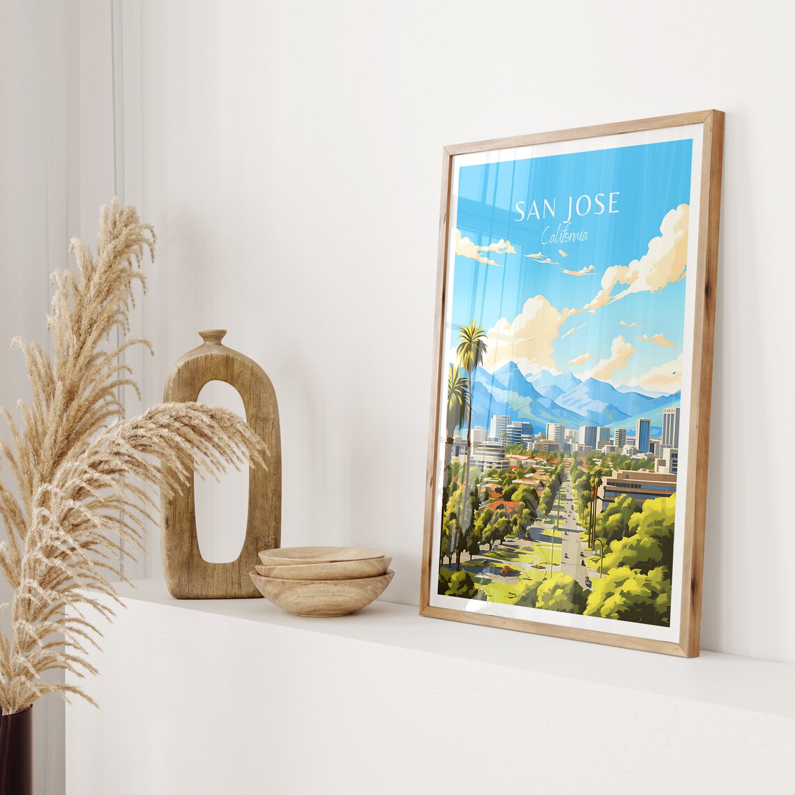 San Jose California Mountain View City Skyline Aerial Travel Poster - Image 2