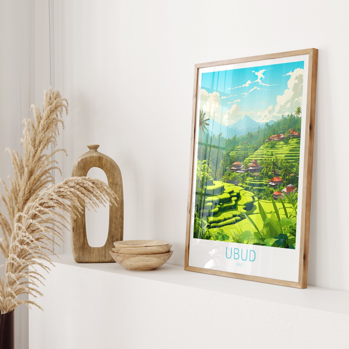 Ubud Vintage Travel Poster, Bali Indonesia - Image 2