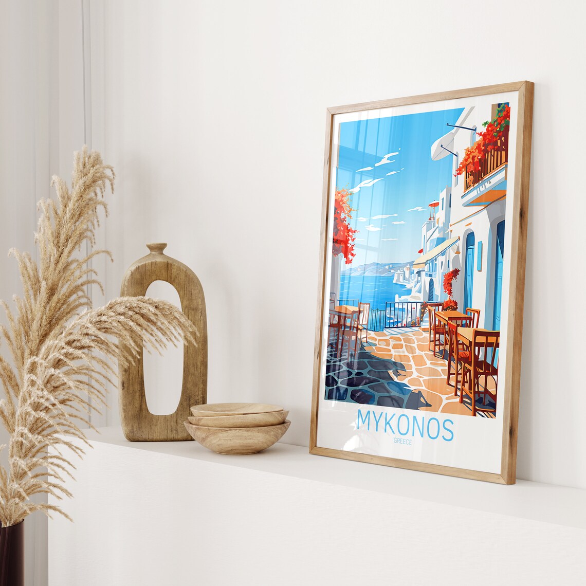 Mykonos Retro Travel Gift Wall Art Print - Image 2
