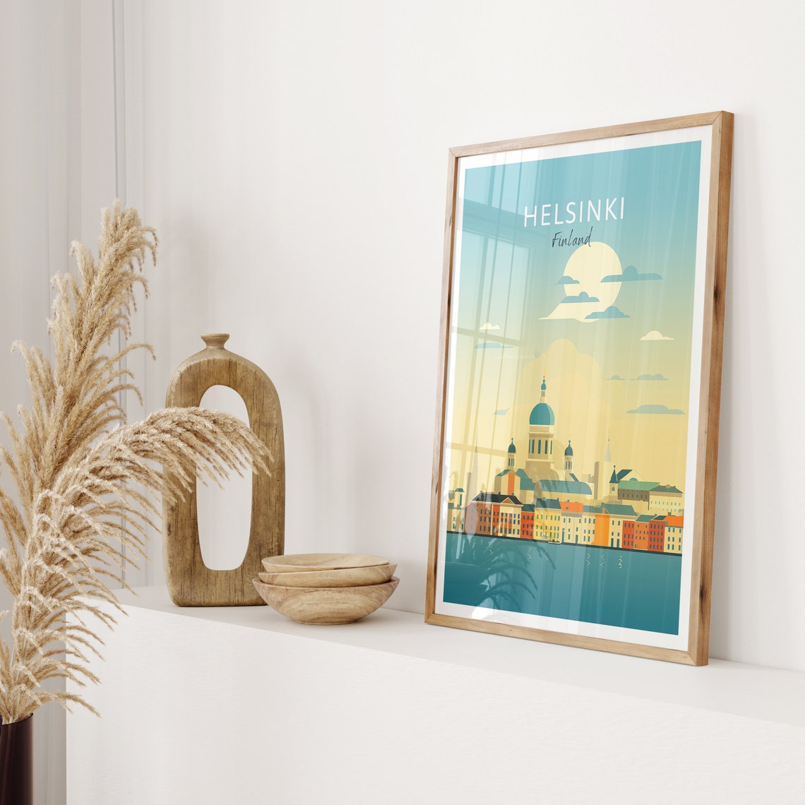 Helsinki Finland Pastel Cathedral Harbor Skyline Travel Poster - Image 2
