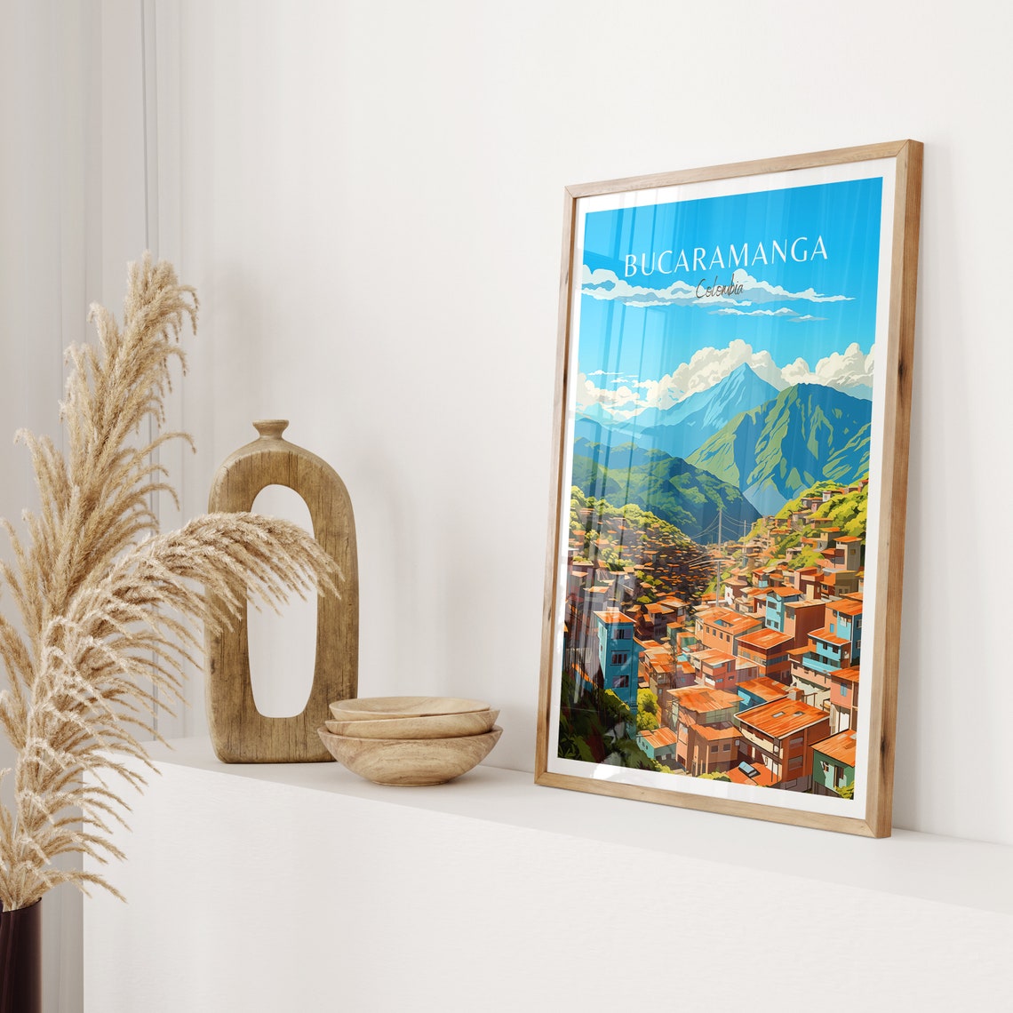 Bucaramanga Colombia Colorful Hillside Homes Mountain View Poster - Image 2