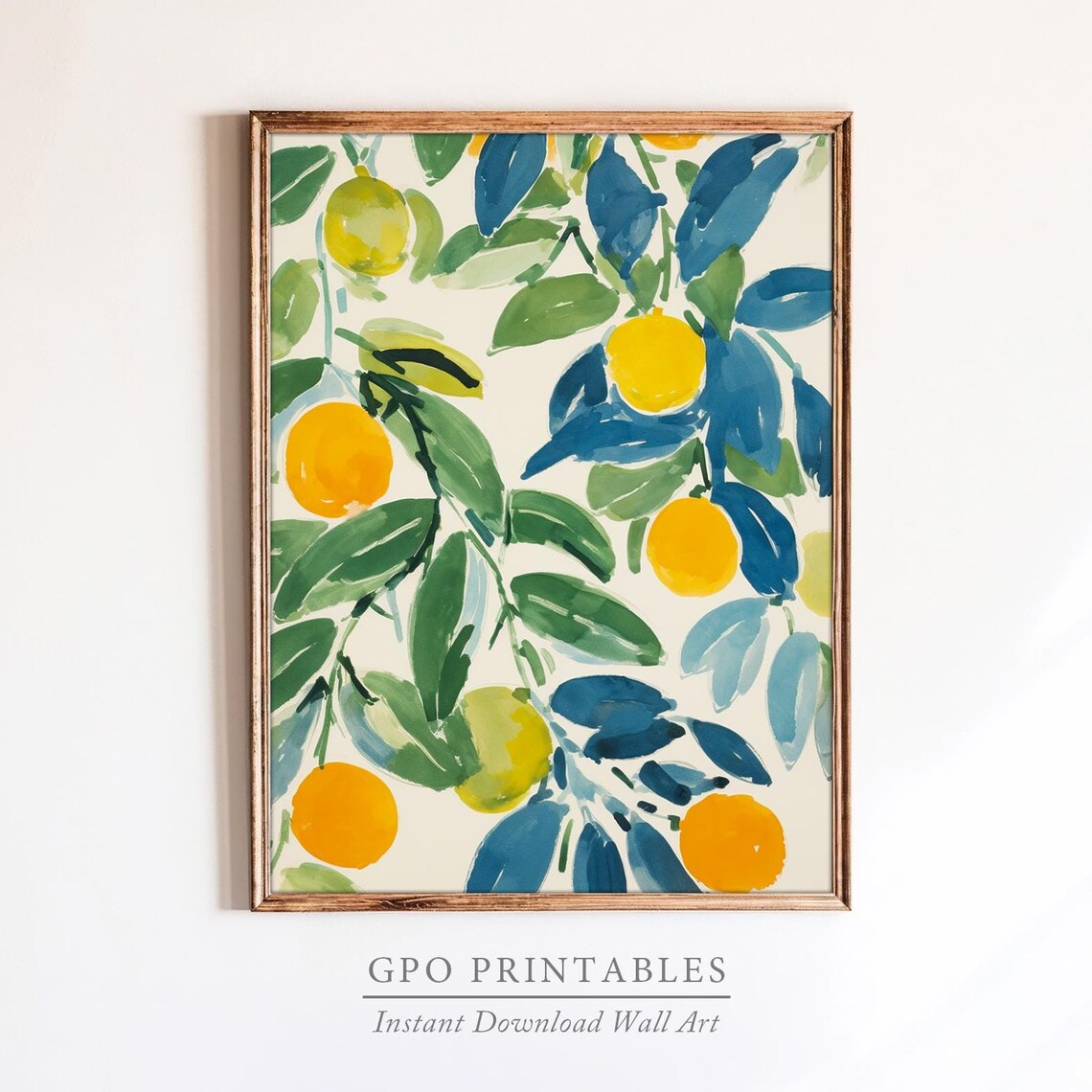 Watercolor Oranges Botanical Art Print, Kitchen Wall Art