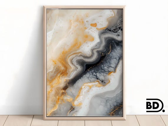 Minimalist Abstract Painting Black Gray Gold Brushstroke Art Modern Neutral Wall Decor Contemporary Oil Style