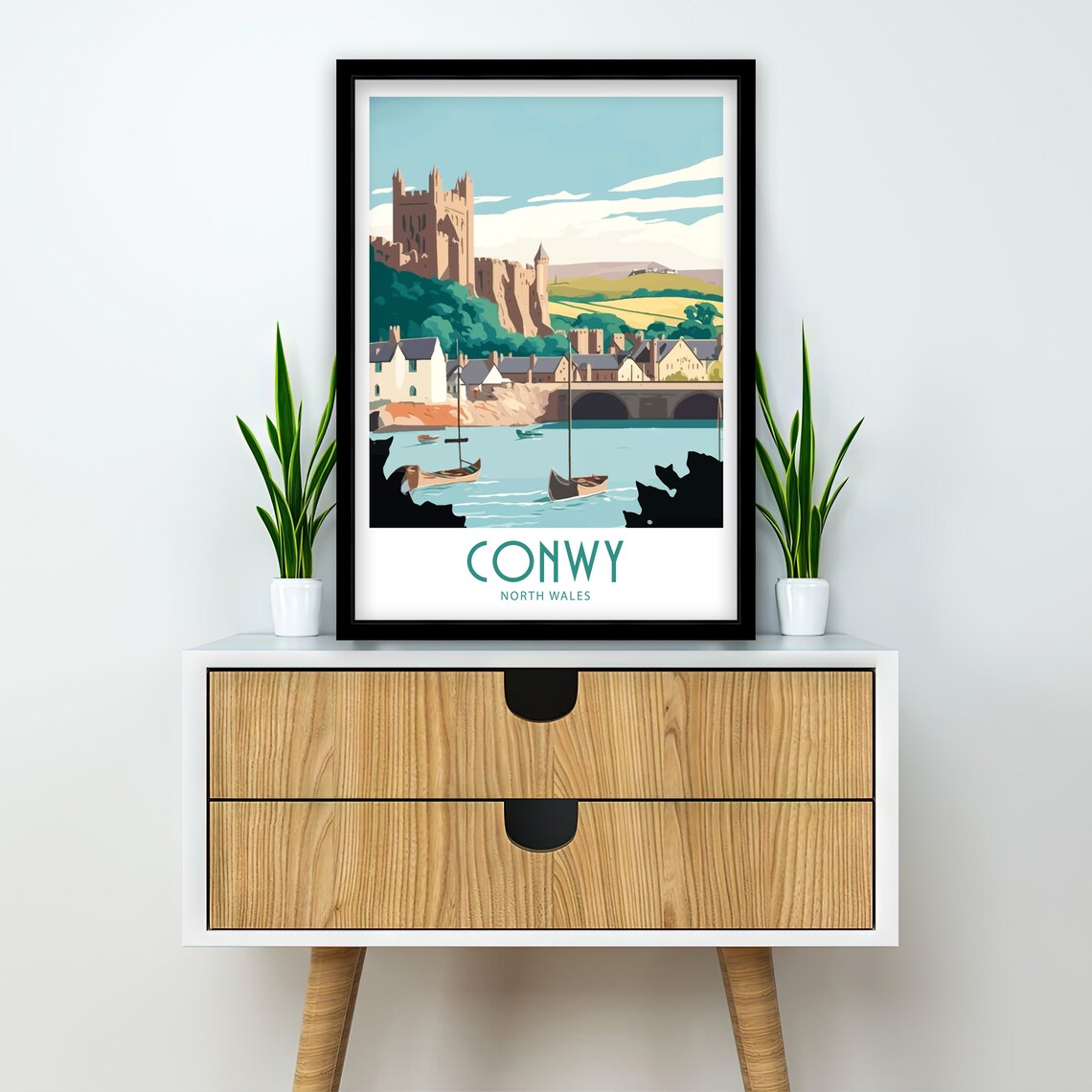 Conwy Travel Poster, North Wales Place Print - Image 2