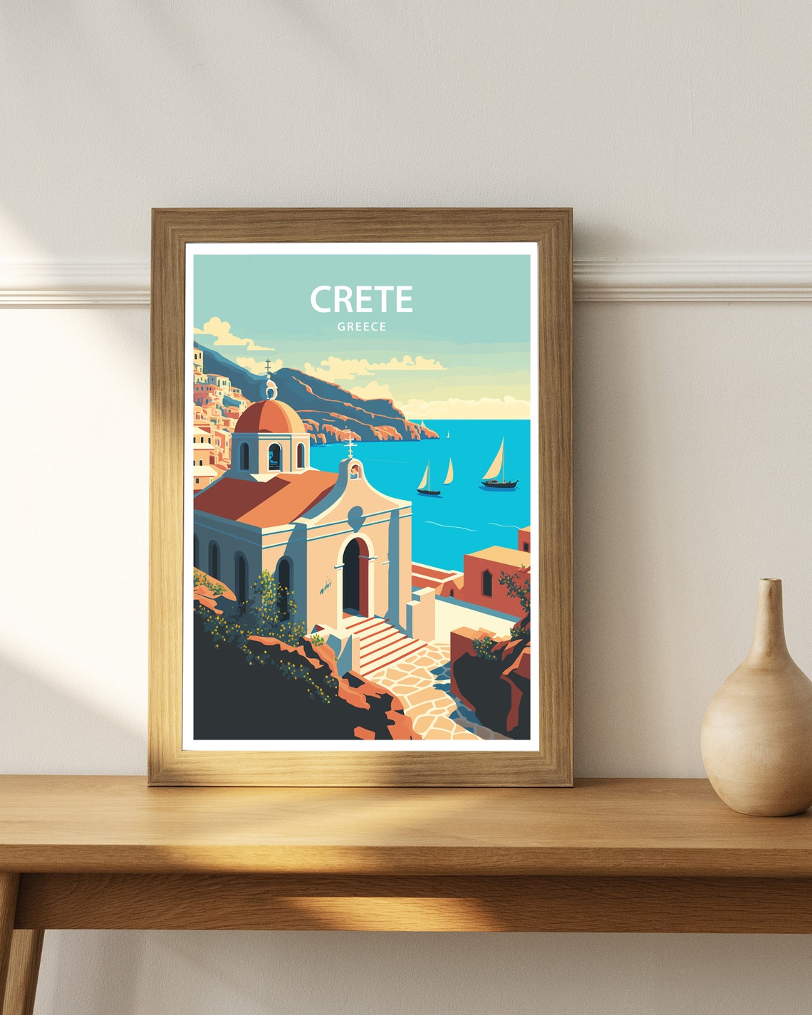 Crete Art Print Crete Art Poster Travel Poster Greece Travel Print Greece Poster Crete Print Travel Poster Crete Travel Print - Image 3