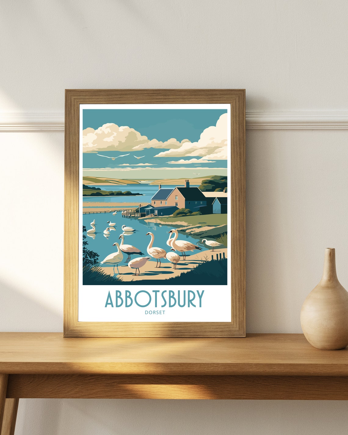Abbotsbury Dorset Swannery Lake Wild Swans Vintage Travel Poster - Image 4
