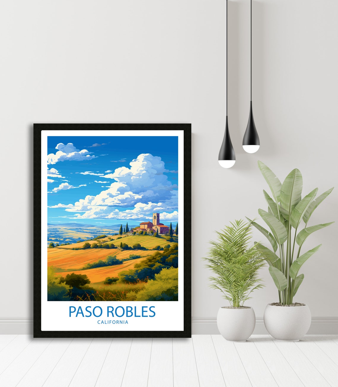 Paso Robles California Golden Countryside Hilltop Chapel Travel Poster - Image 4