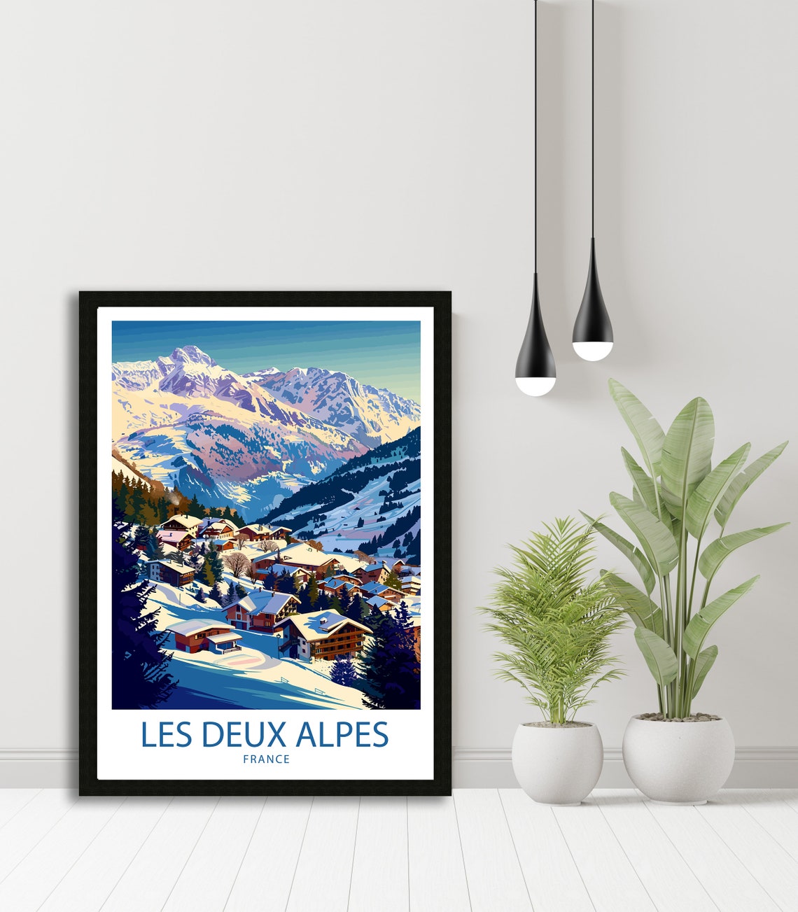 Les Deux Alpes France Alpine Chalets Beneath Snowy Peaks Poster - Image 3