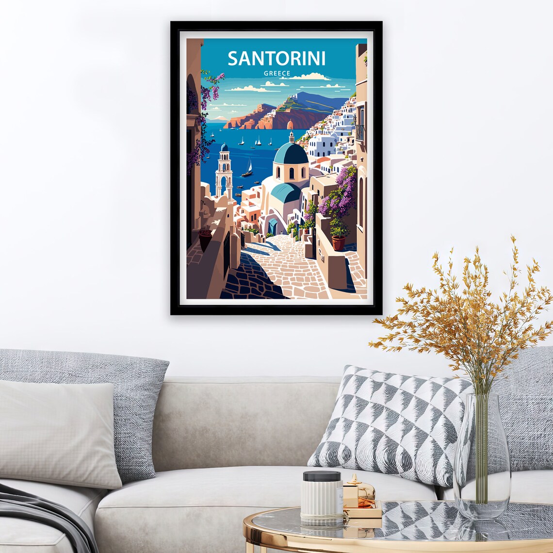 Santorini Greece Travel Poster, Europe Wall Art - Image 2