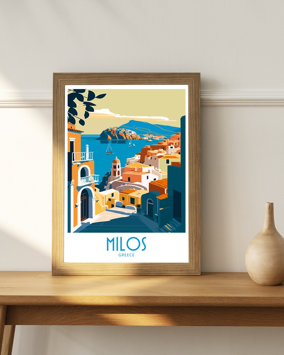 Milos Greece Golden Hour Harbor Town Sailboats Travel Art Poster - Image 4