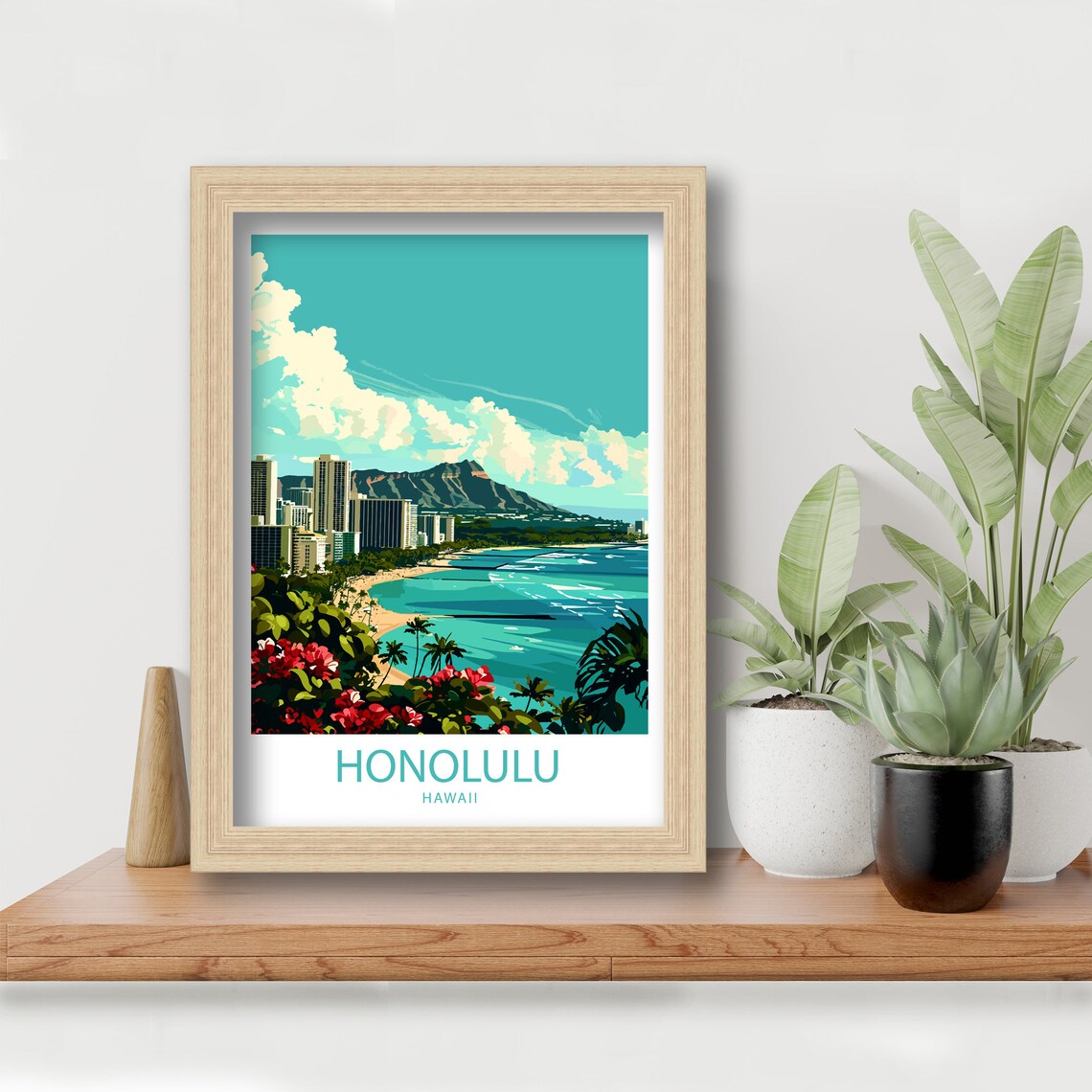 Honolulu Travel Poster, Hawaii City Wall Decor - Image 5